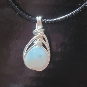 Light Blue Wire Wrapped Necklace